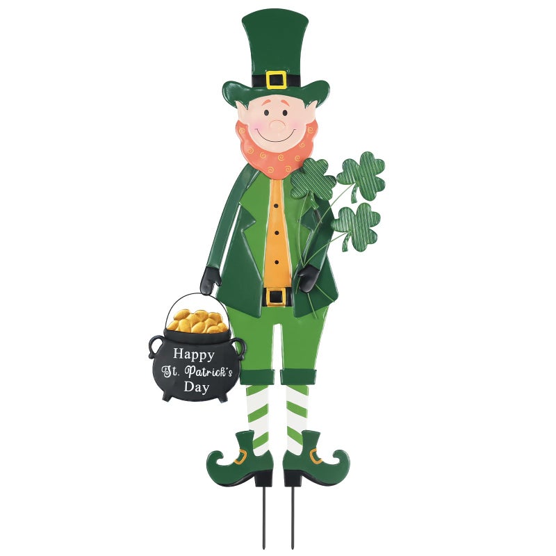 hogardeck St Patricks Day Decorations Outdoor, Irish Leprechaun Decorative Garden Stakes for Saint Patricks Decor, Happy St. Patrick's Day Decorations with Shamrock Gold Pot for Home Yard Porch Lawn - Image 1