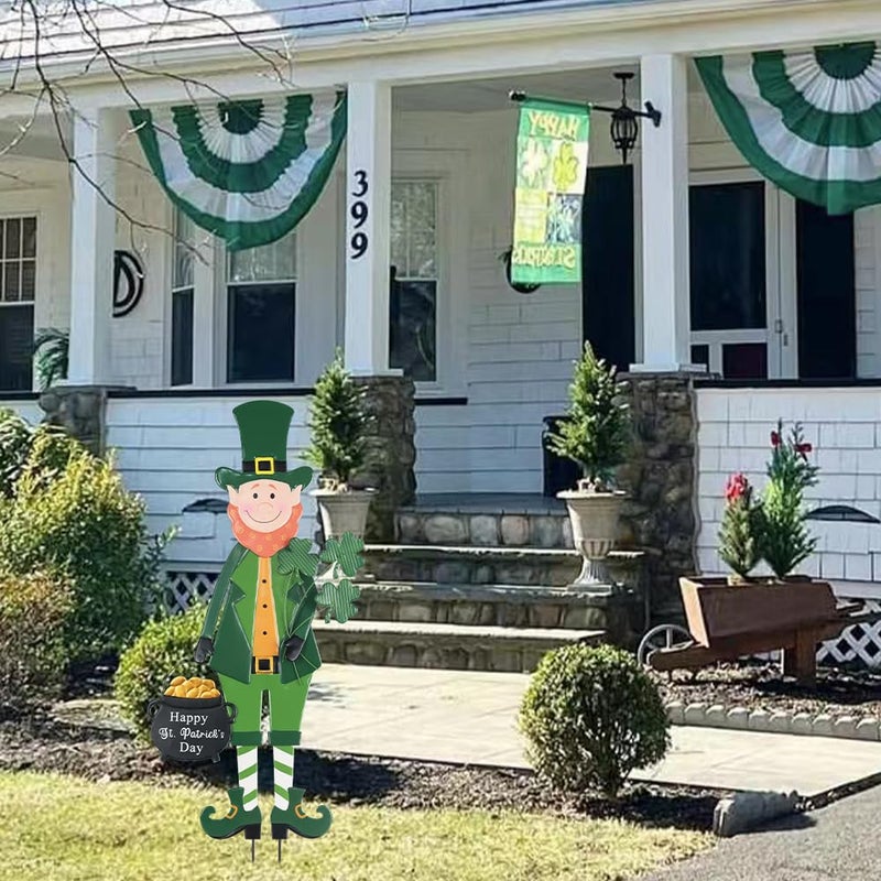 hogardeck St Patricks Day Decorations Outdoor, Irish Leprechaun Decorative Garden Stakes for Saint Patricks Decor, Happy St. Patrick's Day Decorations with Shamrock Gold Pot for Home Yard Porch Lawn - Image 2