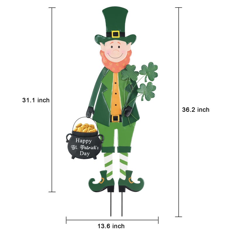 hogardeck St Patricks Day Decorations Outdoor, Irish Leprechaun Decorative Garden Stakes for Saint Patricks Decor, Happy St. Patrick's Day Decorations with Shamrock Gold Pot for Home Yard Porch Lawn - Image 4