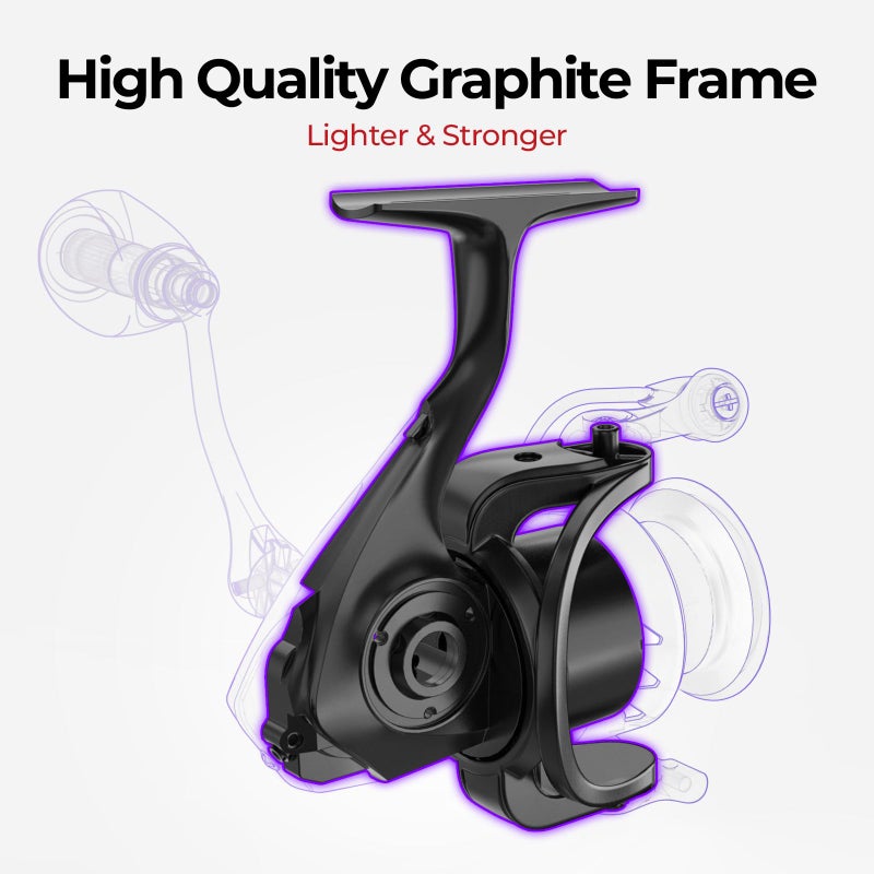 Piscifun Viper X Spinning Reel, Ultralight 6.2:1 High Speed Spinning Fishing Reel, 10+1BB, Carbon Fiber 22 LB Max Drag, 2000 Serie, Purple - Image 2