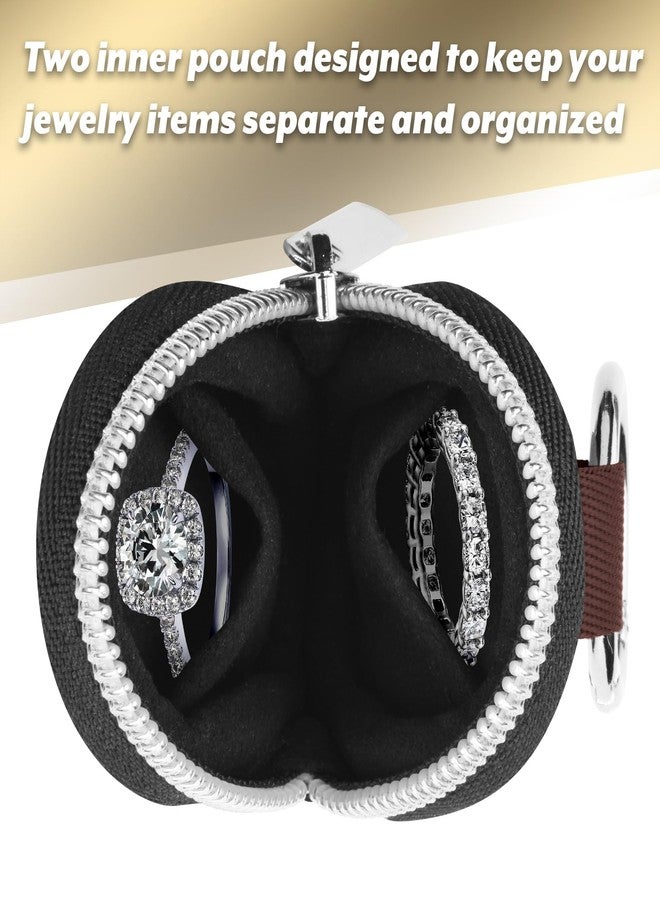 Homakover Portable Ring Organizer Case with Keychain, Traveling Ring Holder Storage Bag, Anti-Lost Keychain Container for Rings, Jewelry (2, Brown) - Image 4