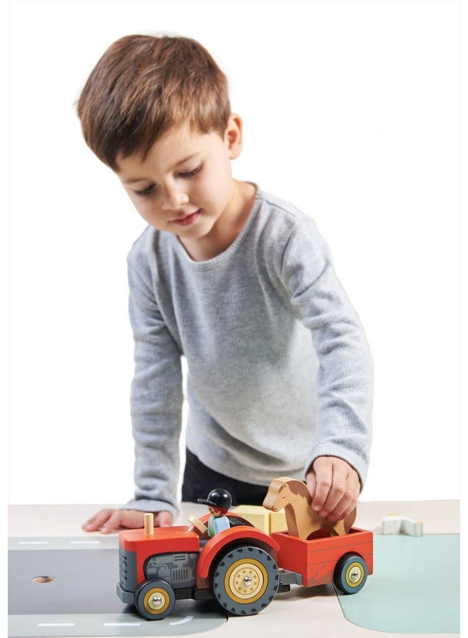 Tender Leaf Toys Farmyard Tractor Wooden Tractor Toy With Removeable Trailer Animals And Accessories Openended Play Toy Farm Pretend Play For Boys And Girls Age 18M+ - Image 4