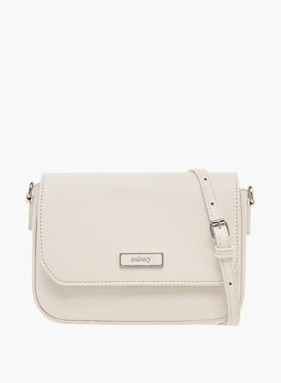 ميسي Logo Detail Crossbody Bag with Adjustable Strap and Flap Closure