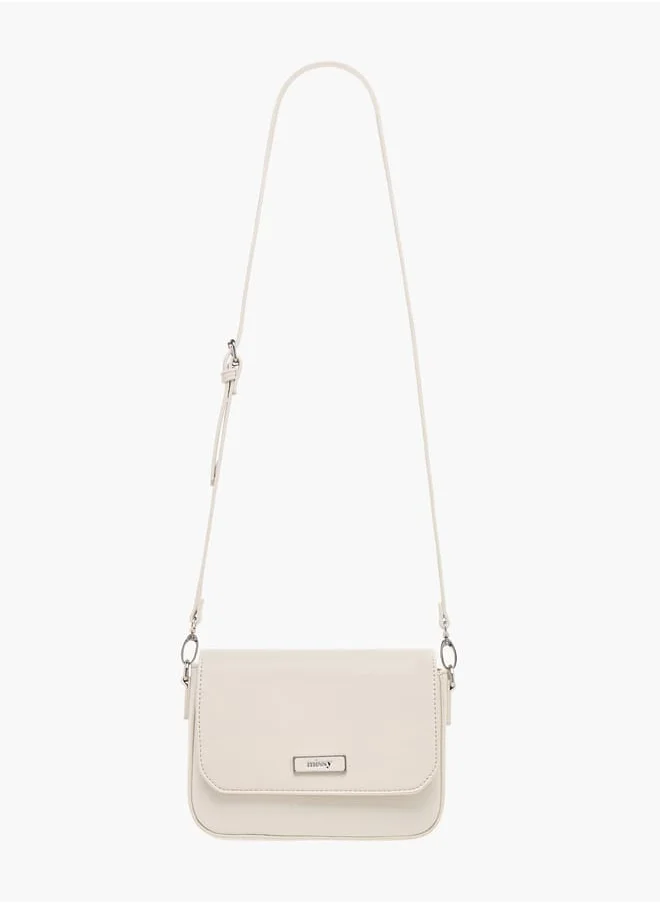 MISSY Logo Detail Crossbody Bag with Adjustable Strap and Flap Closure