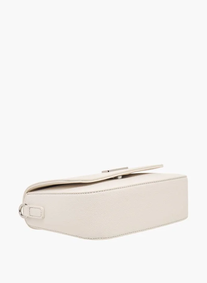 ميسي Logo Detail Crossbody Bag with Adjustable Strap and Flap Closure