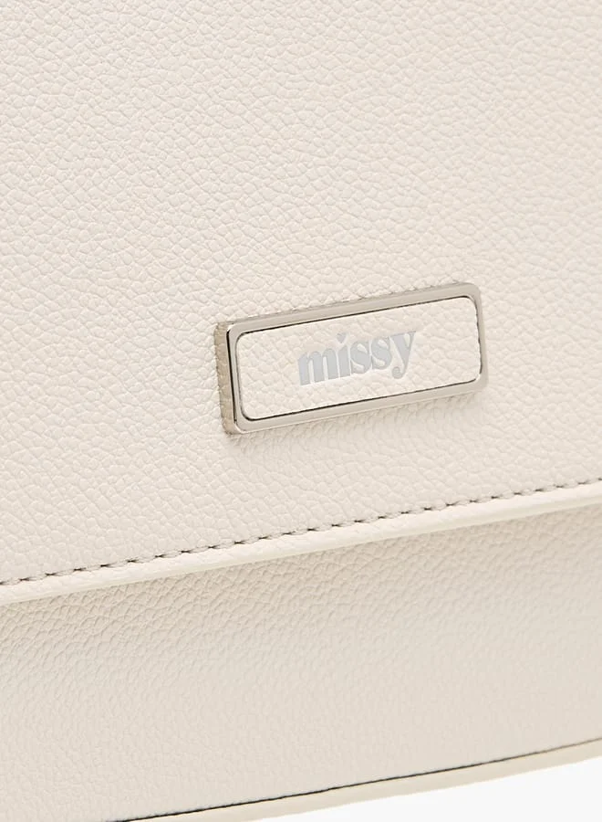 ميسي Logo Detail Crossbody Bag with Adjustable Strap and Flap Closure