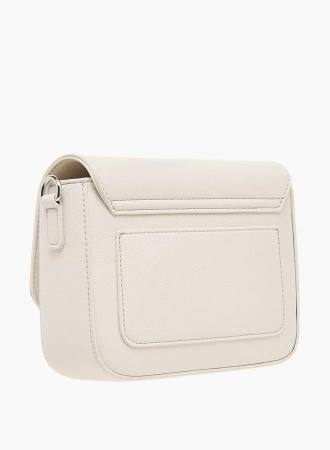 ميسي Logo Detail Crossbody Bag with Adjustable Strap and Flap Closure