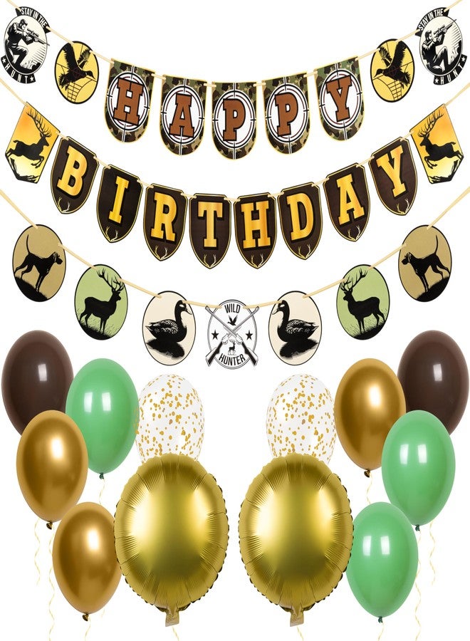 Pirese Hunting Birthday Party Decorations, Hunter Birthday Party Supplies, Hunting Party Decorations, Duck Hunting Birthday Decorations | Hunter Happy Birthday Banner | Deer Birthday Party Decorations - Image 1