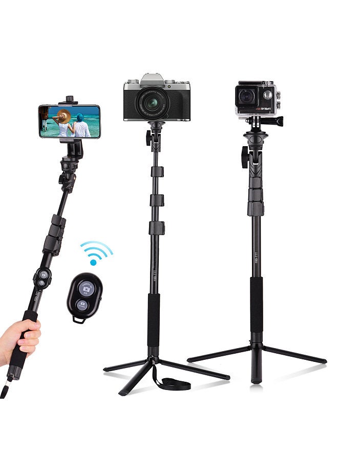 ANDOER 54-inch Extendable Selfie Stick Tripod Stand Aluminum Alloy with Detachable Desktop Tripod Phone Holder Sports Camera Mount Adapter Remote Shutter  - Image 2