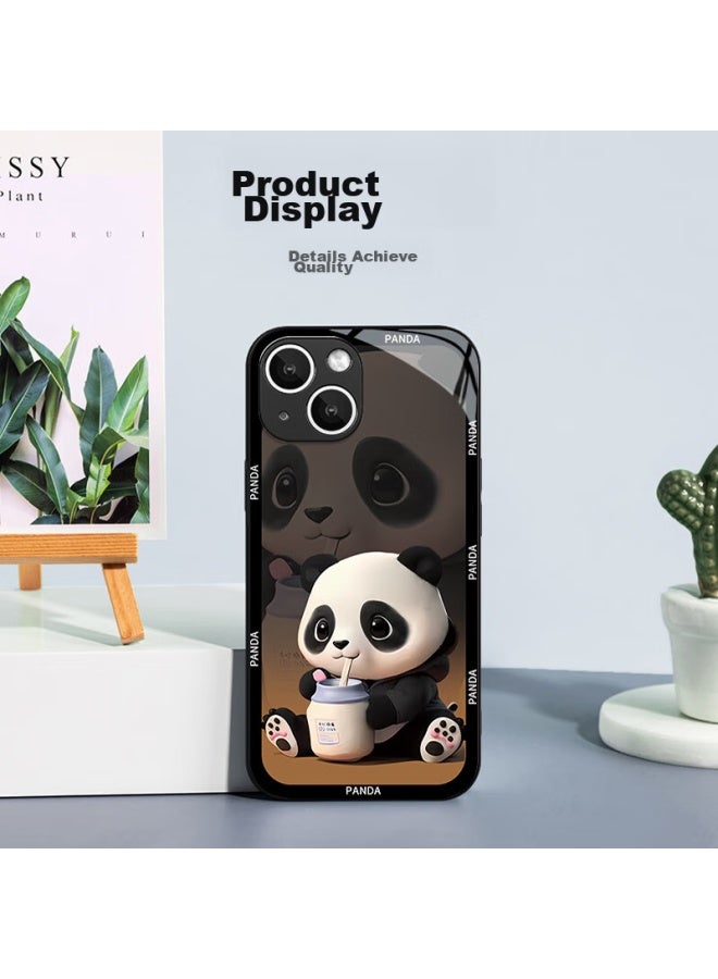 Inkaida Yingkaida Iphone 13 Case, Full Protection Shockproof Cover For Men And Women, Tempered Glass Back With Milk Bear Design - Image 5