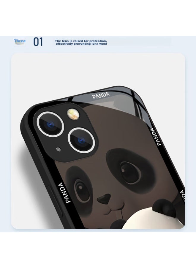 Inkaida Yingkaida Iphone 13 Case, Full Protection Shockproof Cover For Men And Women, Tempered Glass Back With Milk Bear Design - Image 2