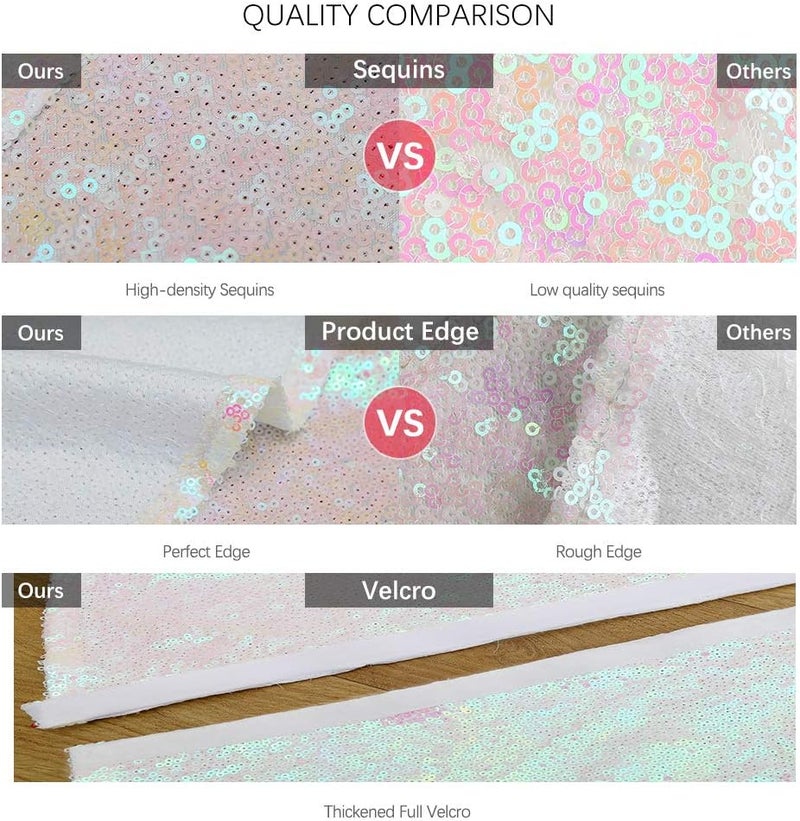 QueenDream 36 Inch Christmas Tree Skirt Iridescent White Tree Skirt Small Sequin Tree Mat for Merry Christmas Party Christmas Tree Decoration - Image 4