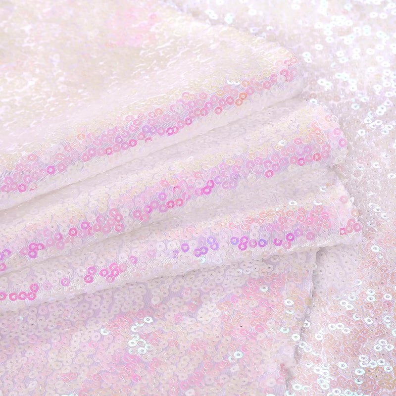 QueenDream 36 Inch Christmas Tree Skirt Iridescent White Tree Skirt Small Sequin Tree Mat for Merry Christmas Party Christmas Tree Decoration - Image 5