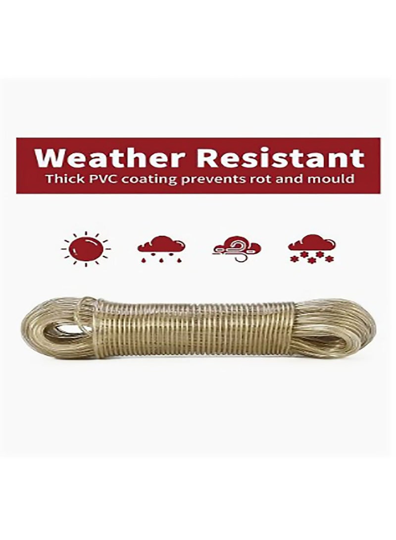 Washing Line Rope, Strong Steel Core Laundry Clothes Lines, Rot, Mould & Weather Resistant Thick Strong Plastic PVC Cover Garden Outdoor (20m) - Image 2