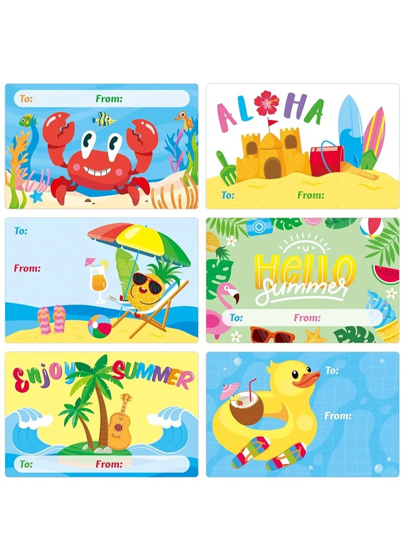 180 Pcs Summer Gift Tag Stickers Summer to and from Name Tags for Wrapping-Summer Aloha Beach Party Present self-Adhesive Gift Labels Envelope Packages Seals, 3''x2'' - Image 1