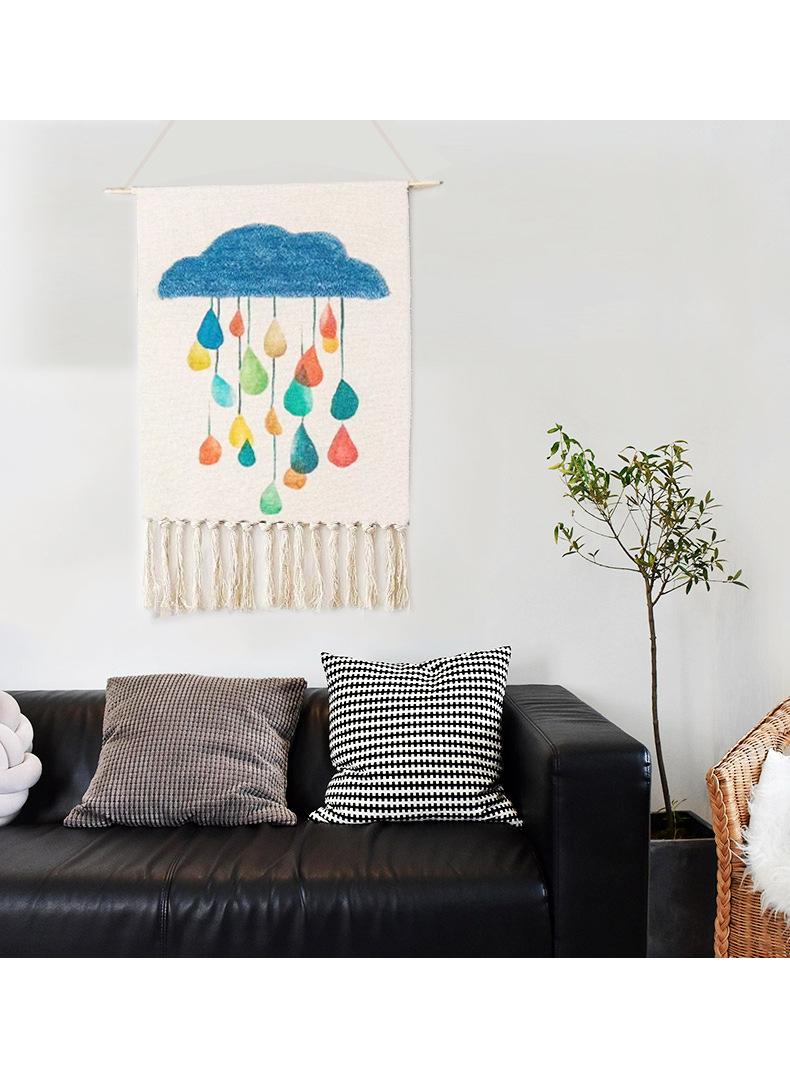 Bluejw Bohemian Wall Hanging Tapestry With Tassel Wall Decoration Of Living Room And Bedroom - Image 1