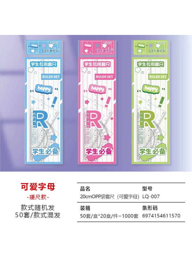 HELPS Four-piece Set Of 20cm Plastic Transparent High-value Hard Rule Triangle Learning Supplies For Primary School Students - Image 1