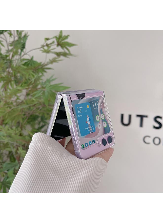 اس-توب جراب لهاتف Samsung Galaxy Z Flip5، جراب شفاف قابل للطي من مادة البولي كربونات بنمط مرسوم - Image 5