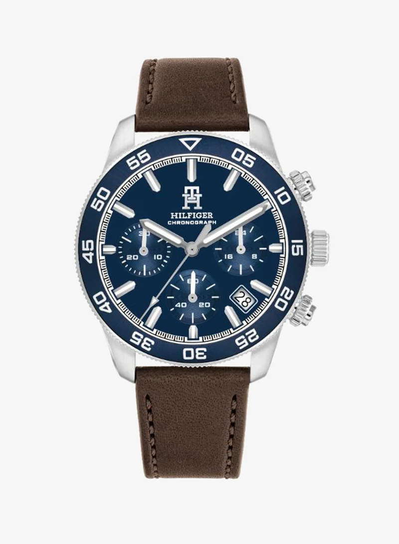 Mens Chronograph Quartz Watch With Brown Leather Strap - 1792163
