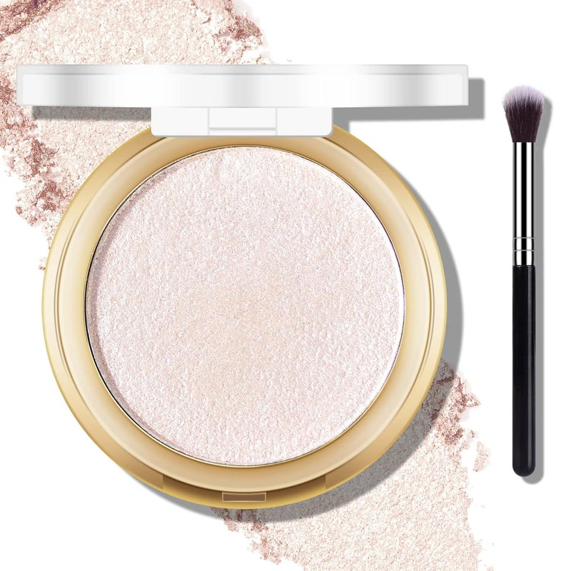 Baked Highlighter Powder Palette Makeup Highlighter Powder Palette Sheer Shimmering Finish Face Highlighters Makeup Iluminadores de Maquillaje 01 Moonlight White