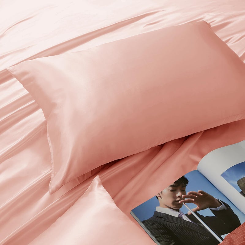 HommxJF HommxJF Rose Gold Satin Pillowcase Queen Size Set of 2 for Hair and Skin  Rose Gold Silk Pillowcase Breathable Pillowcase with Envelope Closure  - Image 5