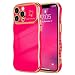 LCHULLE for iPhone 13 Pro Max Case for Women Girls Cute Wave Frame Curly Shape with Love Heart Raised Camera Protection Cover Luxury Plating Shockproof Phone Case for iPhone 13 Pro Max Hot Pink - Image 2