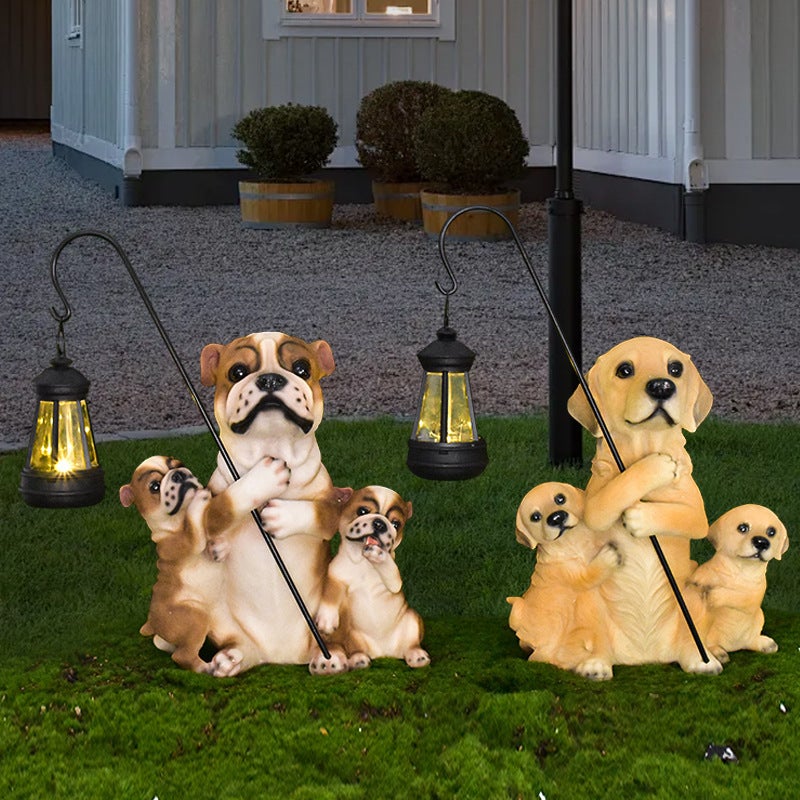 Resin Guard Dog Carrying Lantern Animal Solar Outdoor Light for Home Corridor Villa Decor Lamp - Image 3