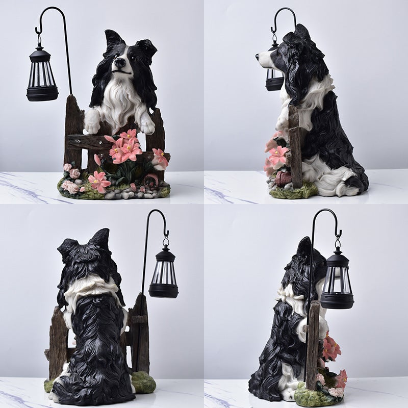 Resin Guard Dog Carrying Lantern Animal Solar Outdoor Light for Home Corridor Villa Decor Lamp - Image 2