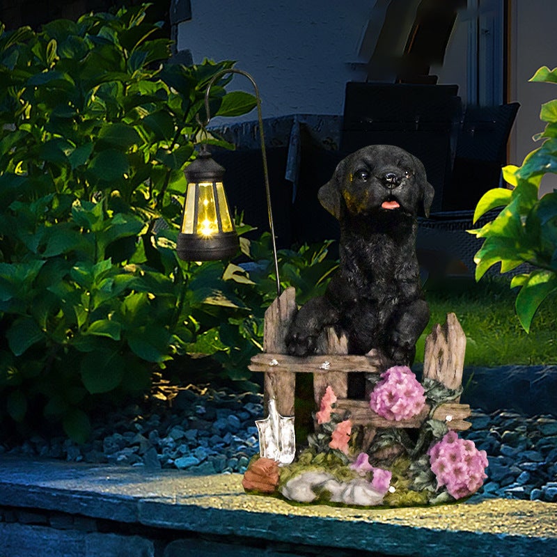 Resin Guard Dog Carrying Lantern Animal Solar Outdoor Light for Home Corridor Villa Decor Lamp - Image 5