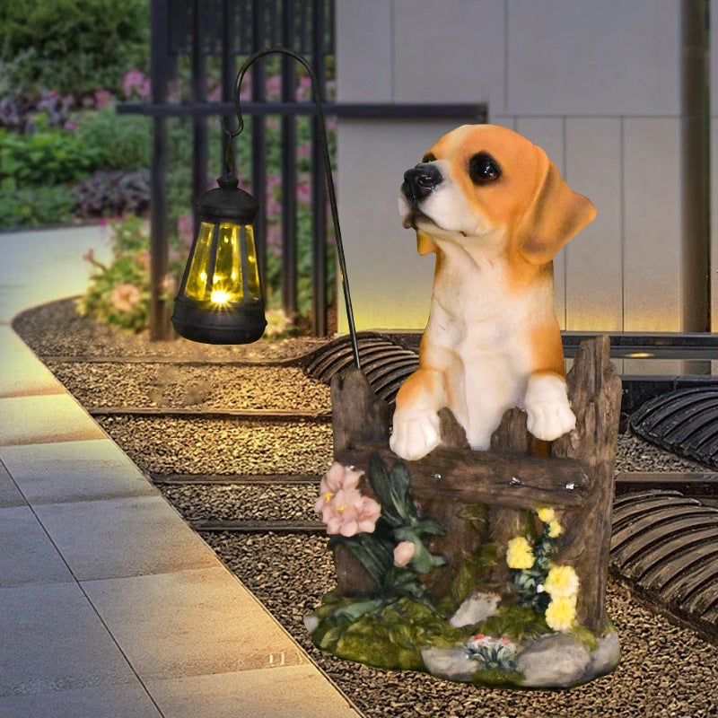 Resin Guard Dog Carrying Lantern Animal Solar Outdoor Light for Home Corridor Villa Decor Lamp - Image 4
