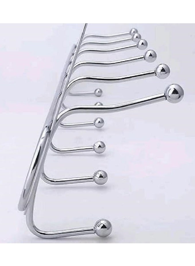 Stainless Steel Hooks, 12 Hooks, Multi-Purpose Clothes Hangers Silver, Multi-Color, Maximum Recommended Weight: 1.0kg  - Image 2