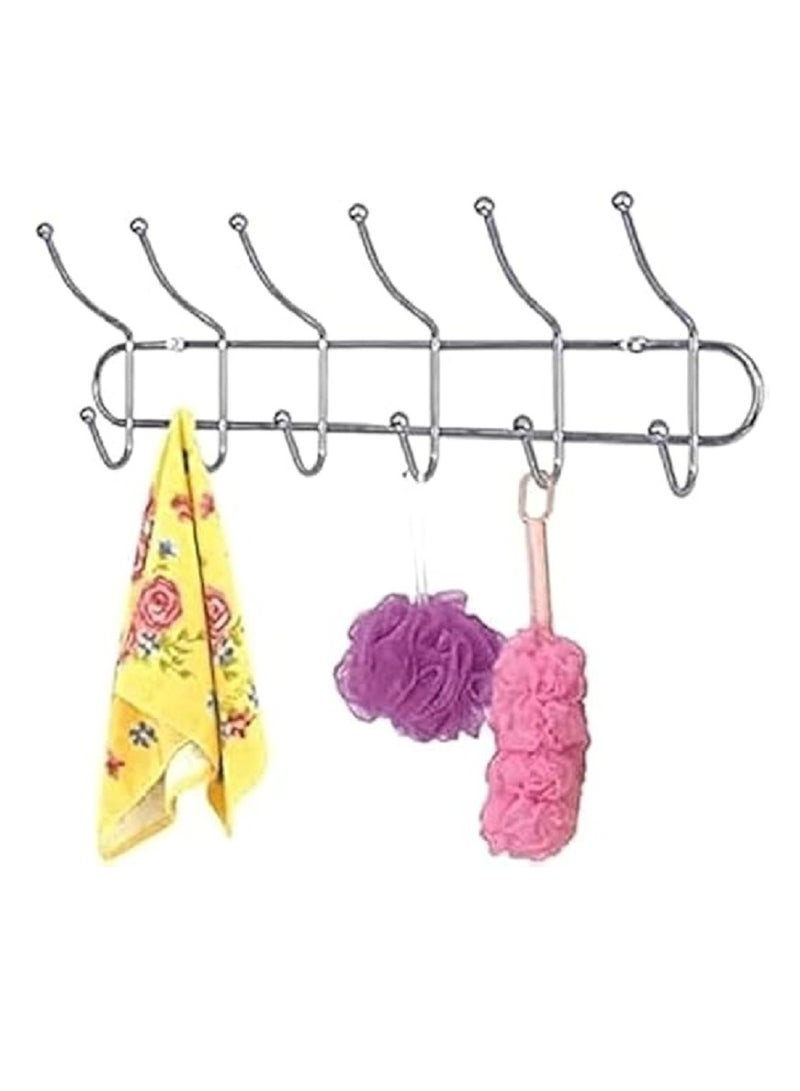 Stainless Steel Hooks, 12 Hooks, Multi-Purpose Clothes Hangers Silver, Multi-Color, Maximum Recommended Weight: 1.0kg  - Image 1
