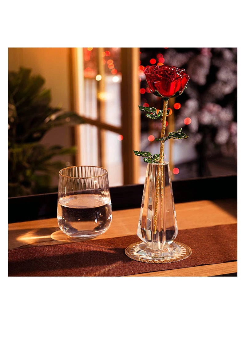 Crystal Rose Flower Artificial for Decoration.Best Gift Valentine's Day, Mother's Birthday