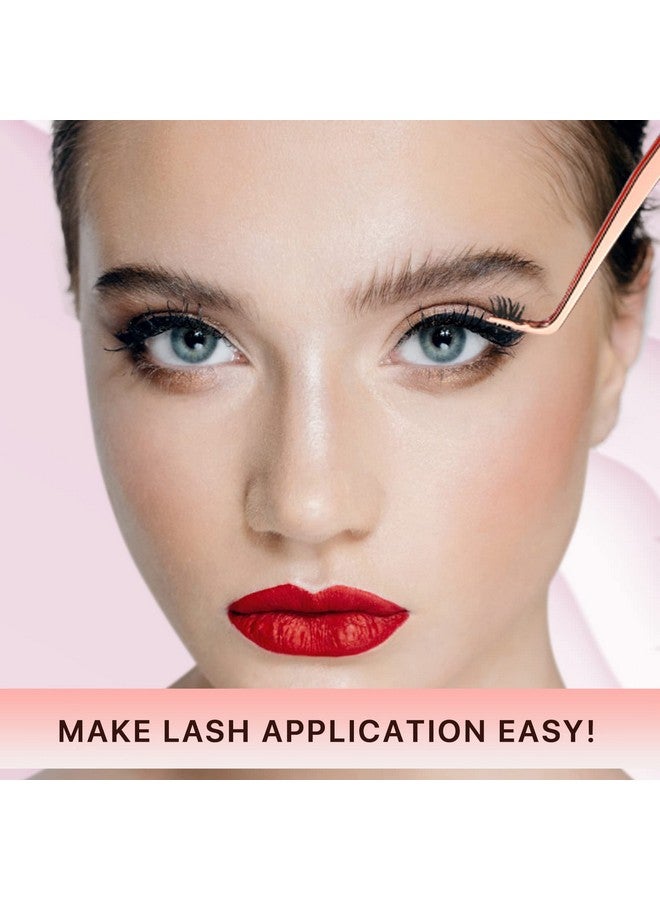 ميوفيو أداة وضع الرموش الصناعية لتقوم بها بنفسك أداة توزيع الرموش من الفولاذ المقاوم للصدأ ملاقط رمش منحنية لشريط الرموش باللون الذهبي الوردي - Image 5