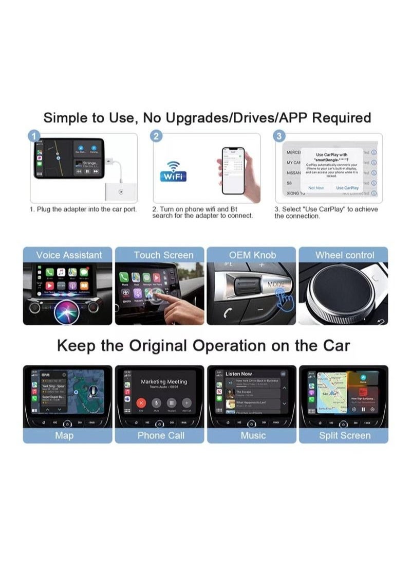 Generic - Wireless CarPlay Adapter for lPhone ,Wireless Auto Car Adapter,Apple Wireless Carplay Dongle,Plug Play 5GHz WiFi Online Update - Image 1