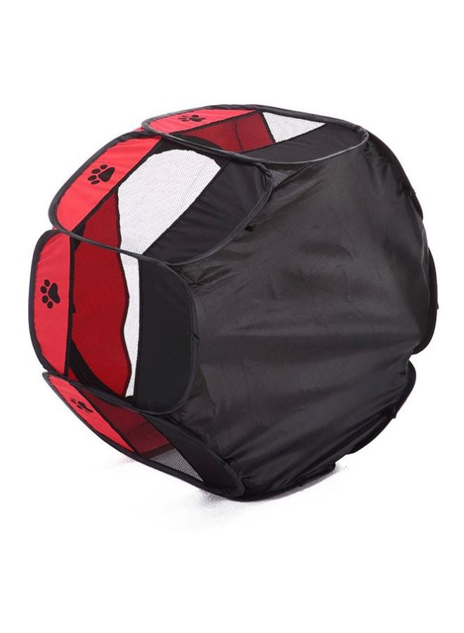 إسكدنيا بيت للكلب محاط بسياج بتصميم ثماني الأضلاع أحمر Small - Image 3