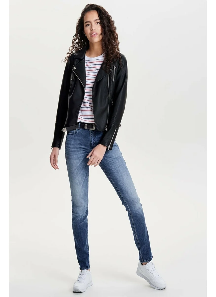 اونلي 15153079 Biker Leather Jacket Black