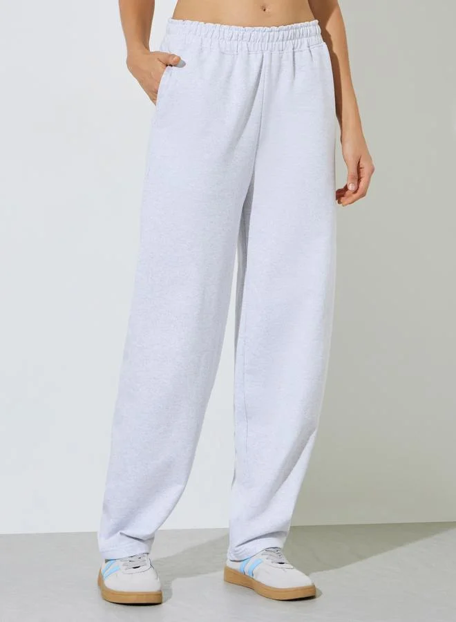 Styli Grey Barrel Fit Cotton Blend Joggers
