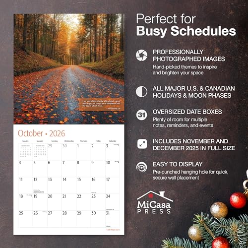 MICASA PRESS Christian Wall Calendar 2026 | Faith Hope Love with Bible Verses | 12 Month | 12" x 24" Open | Thick & Sturdy Paper | Holiday Gift | Religious Scripture Christian Calendar 2026 - Image 5