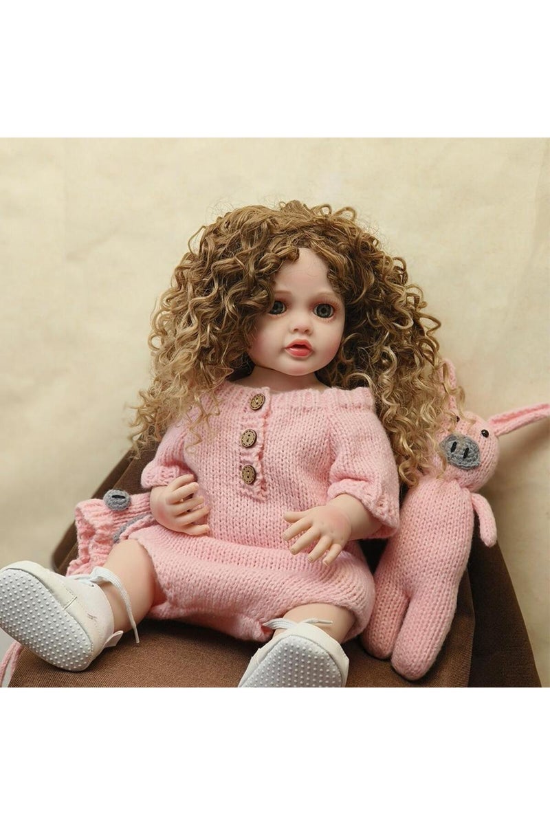 erorex One Size Pink 55cm Reborn Baby Toddler Princess Full Body Soft Silicone Dolls Flexible Soft Touch Cu - Image 2