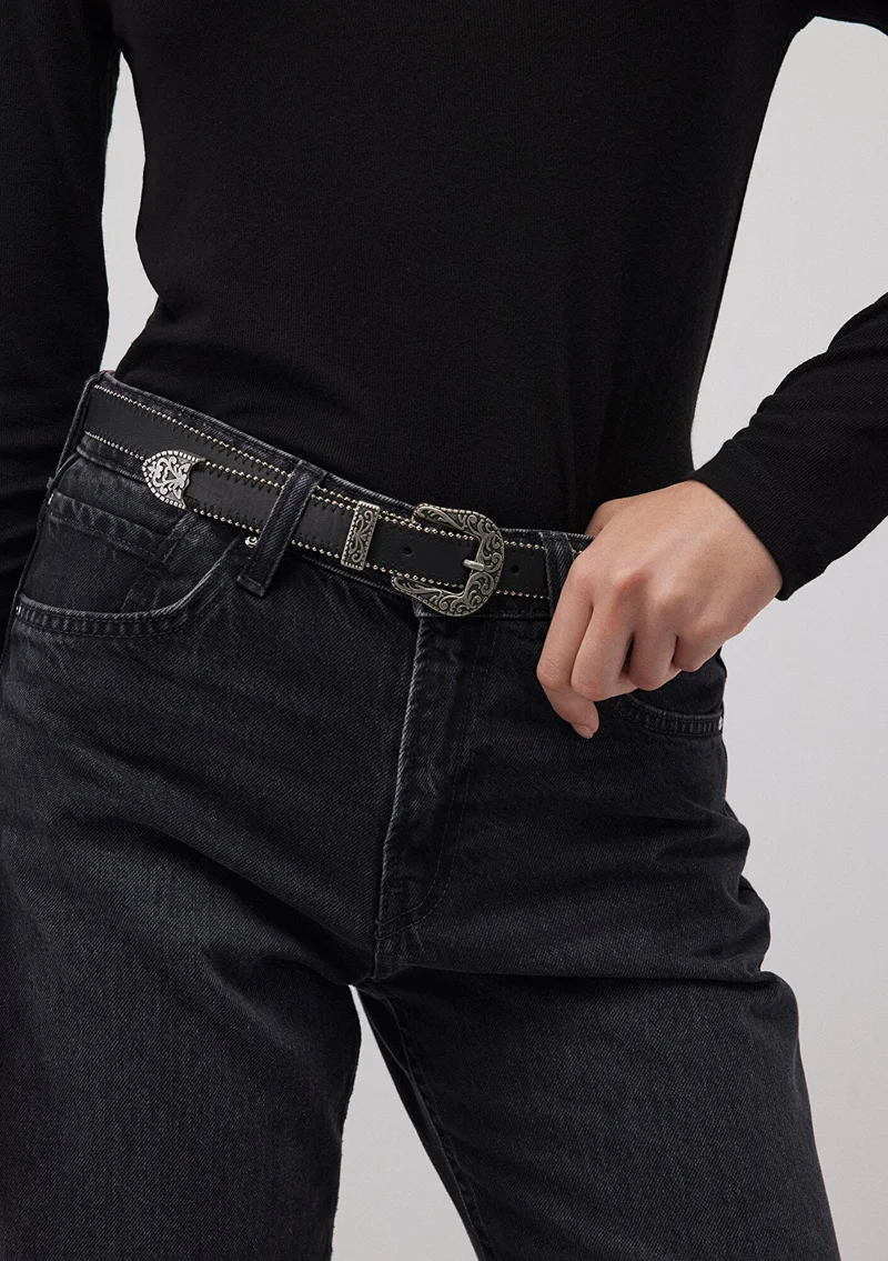 مافي Black Artificial Leather Belt