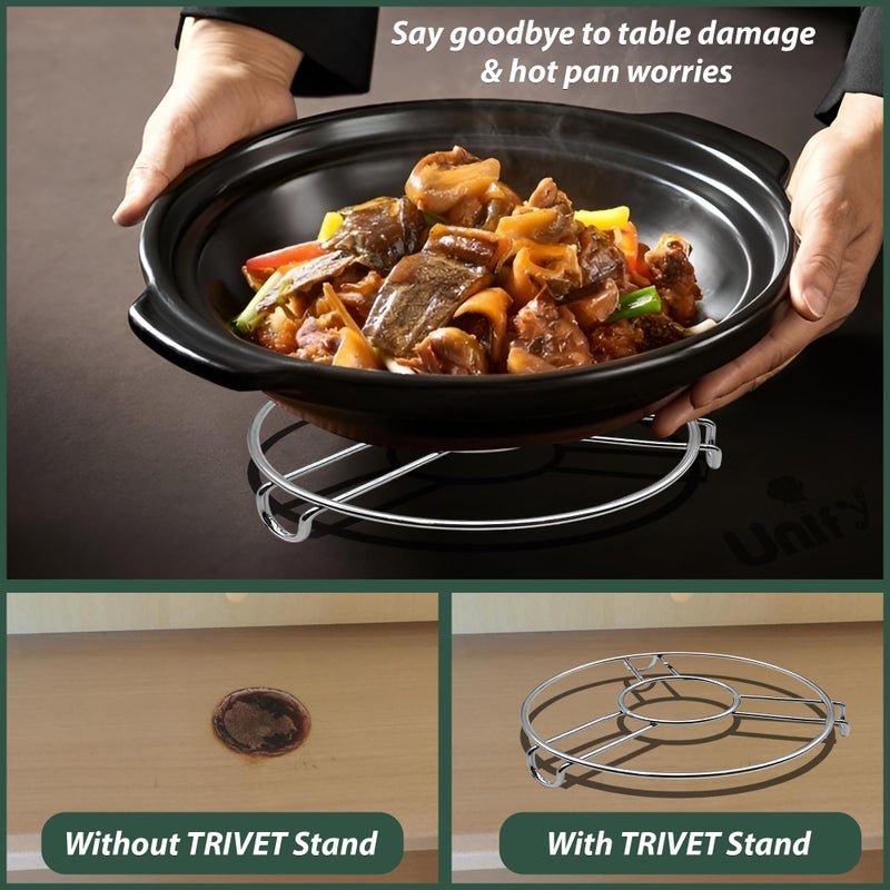 Unify 3 Pieces Stainless Steel Trivets Hot Pot Mat Stand for Kitchen Utensil Vessel Holder/Dining Table/Cooker Ring/Cooling Steaming Rack Stand/Round Pads Holder Cookware Fit (Size-6,7, 8) - Image 5