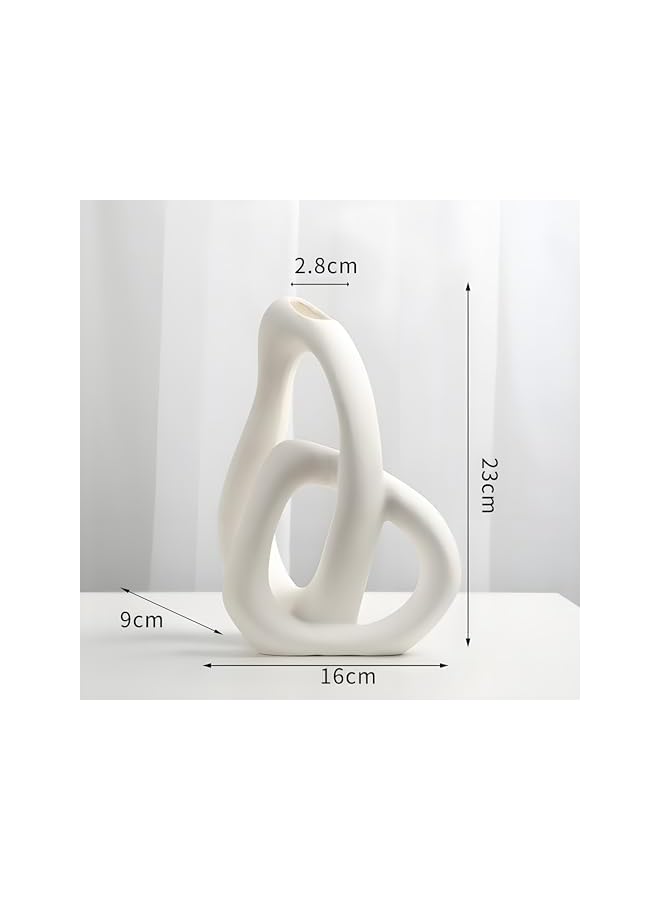 The Bros Modern Heart-Shaped Ceramic Vase, White, 23 cm Height, Minimalist Design for Home Decor - Image 2