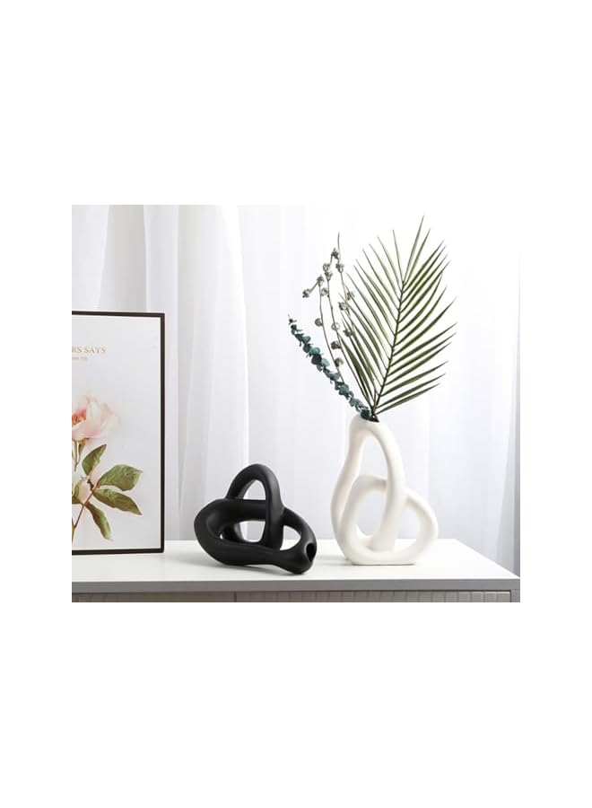 The Bros Modern Heart-Shaped Ceramic Vase, White, 23 cm Height, Minimalist Design for Home Decor - Image 4