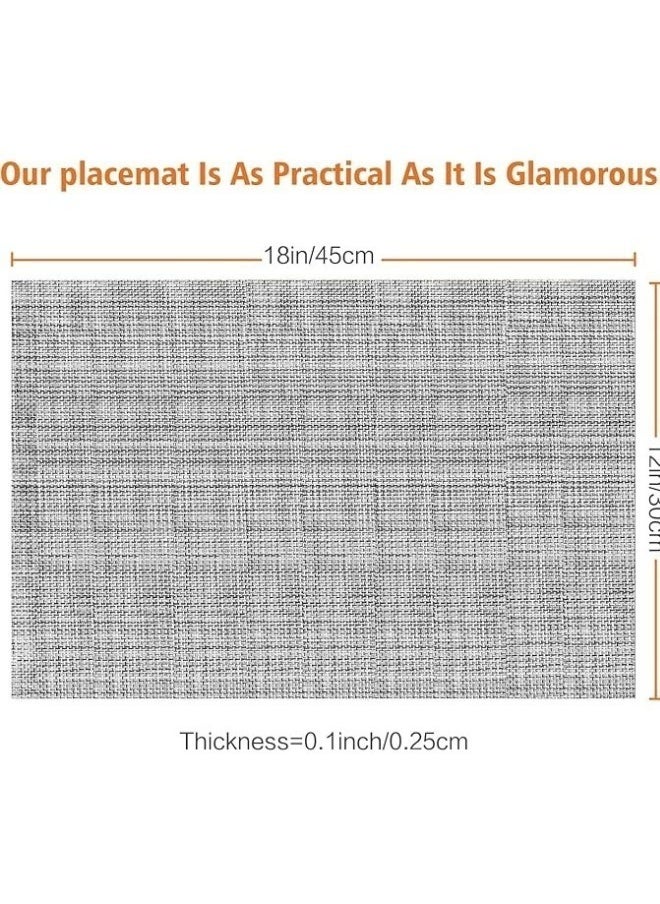 FALMER 6PCS PlaceMats for Kitchen Dining Table45X30CM-Grey  - Image 2