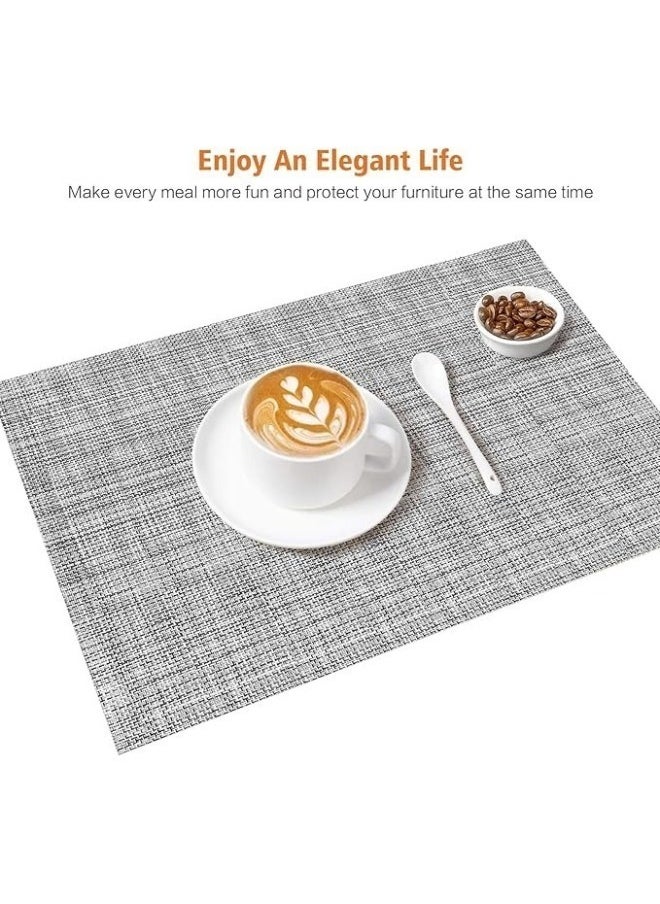FALMER 6PCS PlaceMats for Kitchen Dining Table45X30CM-Grey  - Image 3