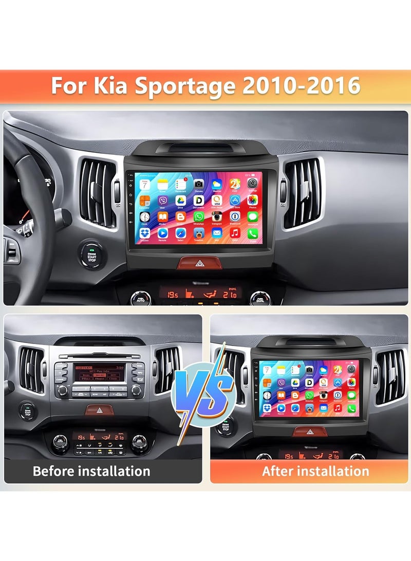 Vierex Android Car Stereo For KIA Sportage 2011-2016 With Apple Carplay Android Auto Wireless 8GB RAM 128GB ROM WiFi DSP Radio HD Camera Included Quick Boot Touchscreen - Image 3