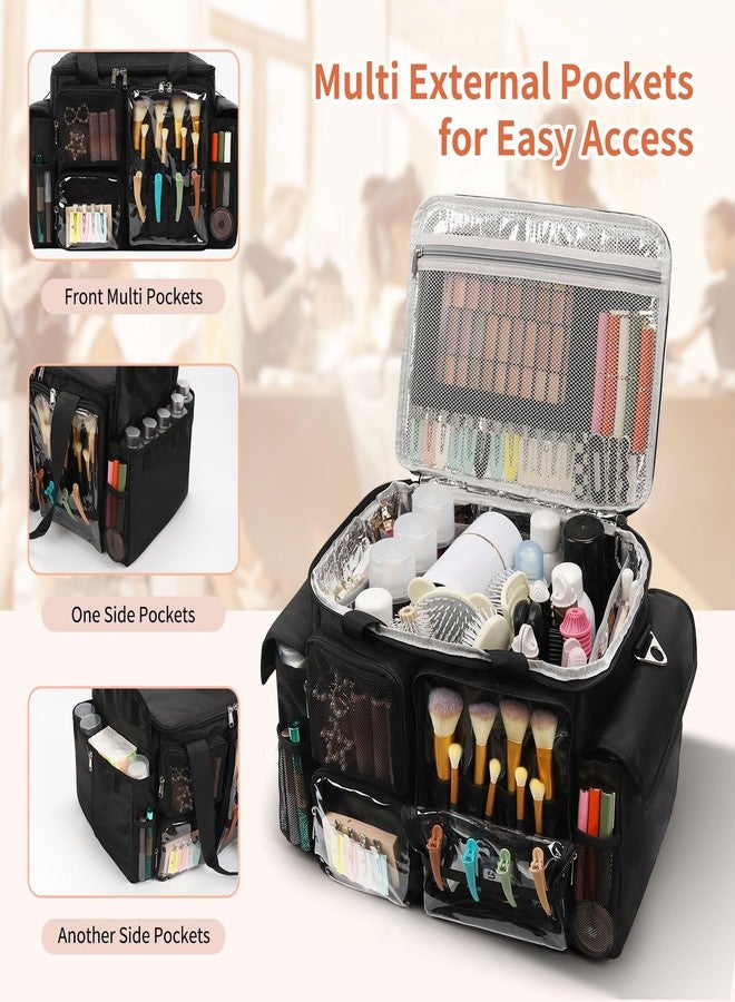 onemoky Large Hairstylist Traveling Bag, Hair Tool Organizer with Removeable Dividers, Hairdresser Hair Tools Travel Bag with Multi Pockets, Professional Makeup Artist Bag with Shoulder Strap - Image 3