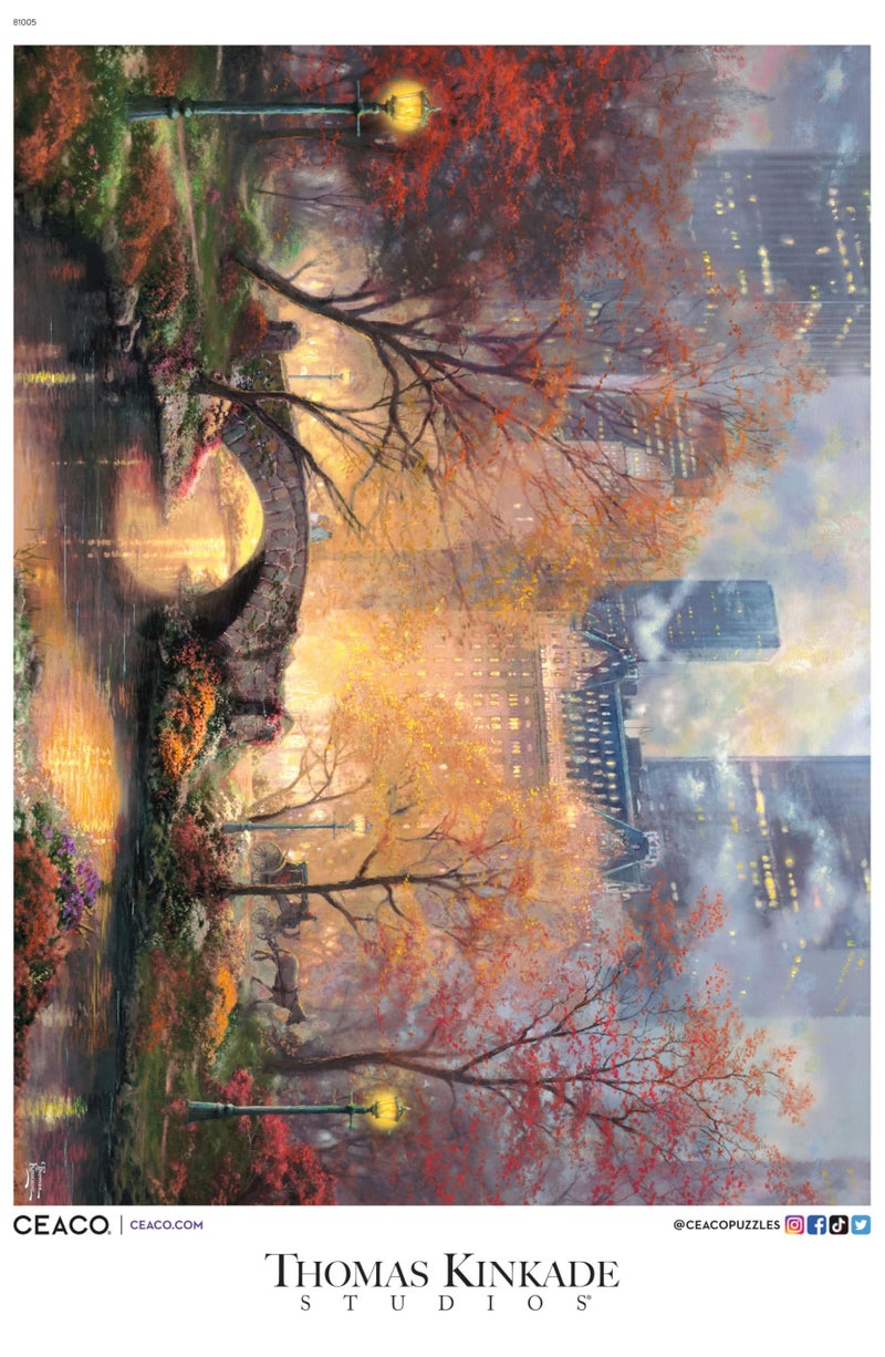 CEACO Central Park in the Fall Jigsaw Puzzle - 1000 Pieces - Detailed Central Park Artwork for 1000 Piece Puzzle - Scenic Autumn Colors for Thomas Kinkade Fans - Image 5