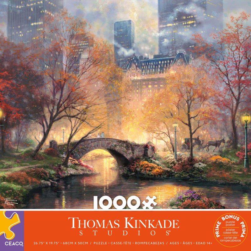 CEACO Central Park in the Fall Jigsaw Puzzle - 1000 Pieces - Detailed Central Park Artwork for 1000 Piece Puzzle - Scenic Autumn Colors for Thomas Kinkade Fans - Image 3